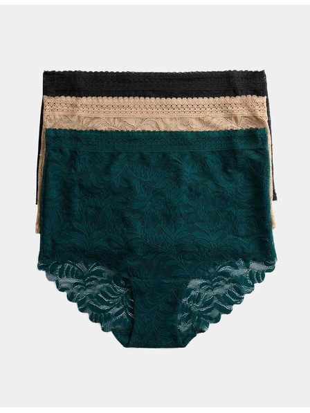 Marks & Spencer Čipkaste gaćice s tehnologijom Flexifit™, 3 kom Marks & Spencer zelena