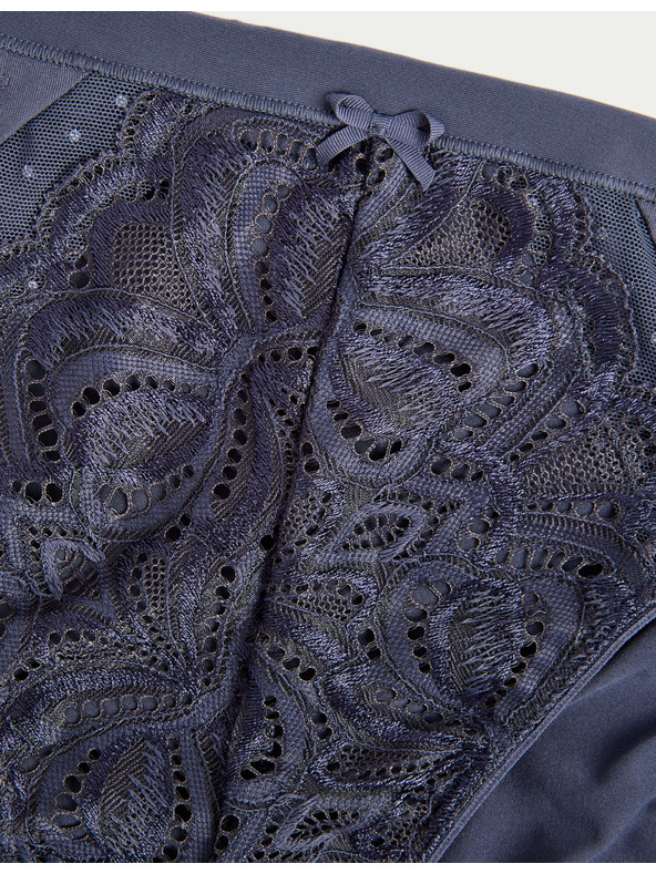 Marks & Spencer Visoko izrezane čipkaste gaćice Amelia, 3 kom u pakiranju Marks & Spencer siva