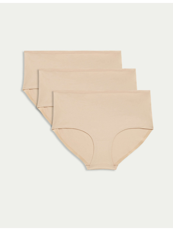 Marks & Spencer Kratke gaćice s visokim strukom bez vidljivih rubova Cool Comfort, 3 kom Marks & Spencer bež