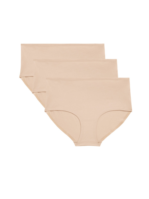 Marks & Spencer Kratke gaćice s visokim strukom bez vidljivih rubova Cool Comfort, 3 kom Marks & Spencer bež