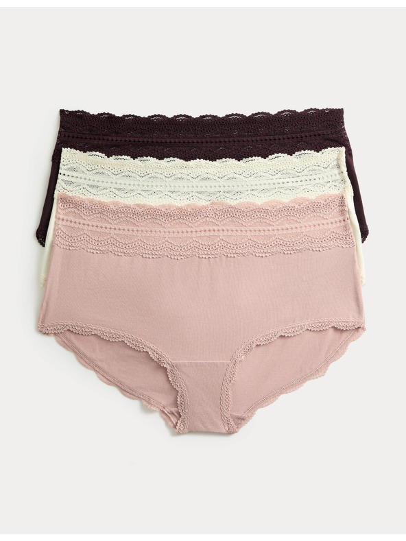 Marks & Spencer Gaćice s visokim strukom i visokim udjelom pamuka, 3 kom Marks & Spencer smeđa