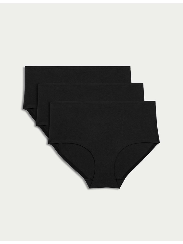 Marks & Spencer Kratke gaćice s visokim strukom bez vidljivih rubova Cool Comfort, 3 kom Marks & Spencer crna