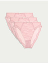 Marks & Spencer Visoko izrezane čipkaste gaćice s visokim strukom Jasmine, 3 kom Marks & Spencer roza
