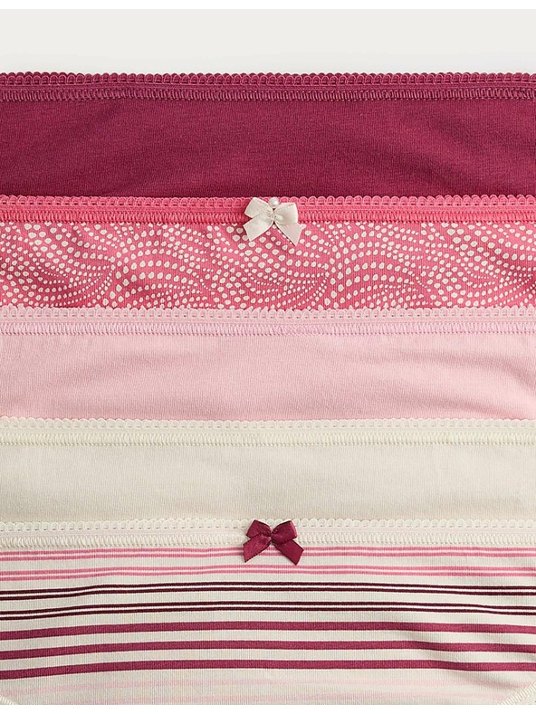 Marks & Spencer Čipkaste bikini gaćice od pamuka Lycra™ s printom, 5 kom. Marks & Spencer ružičasta