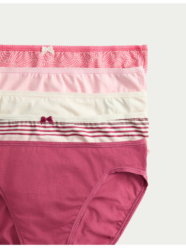 Marks & Spencer Visoko izrezane gaćice od pamuka i lycre™, 5 pakiranja Marks & Spencer Pink