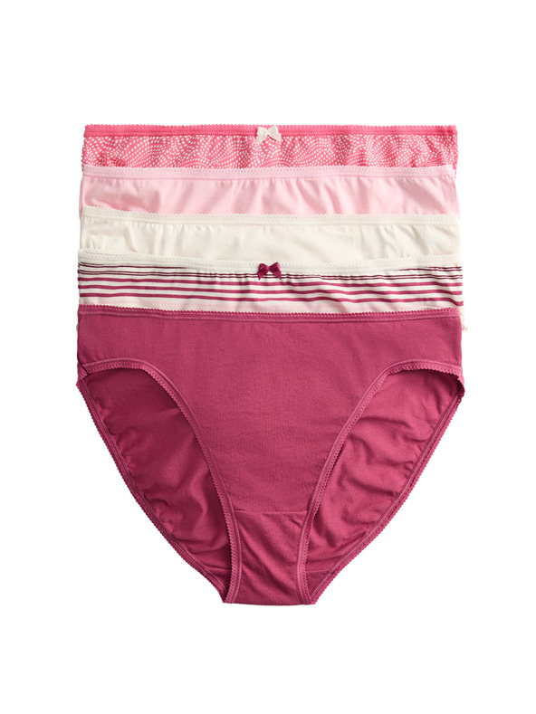Marks & Spencer Visoko izrezane gaćice od pamuka i lycre™, 5 pakiranja Marks & Spencer Pink