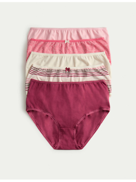 Marks & Spencer Kratke gaćice visokog struka s printom, od pamuka Lycra™, 5 kom. Marks & Spencer ružičasta