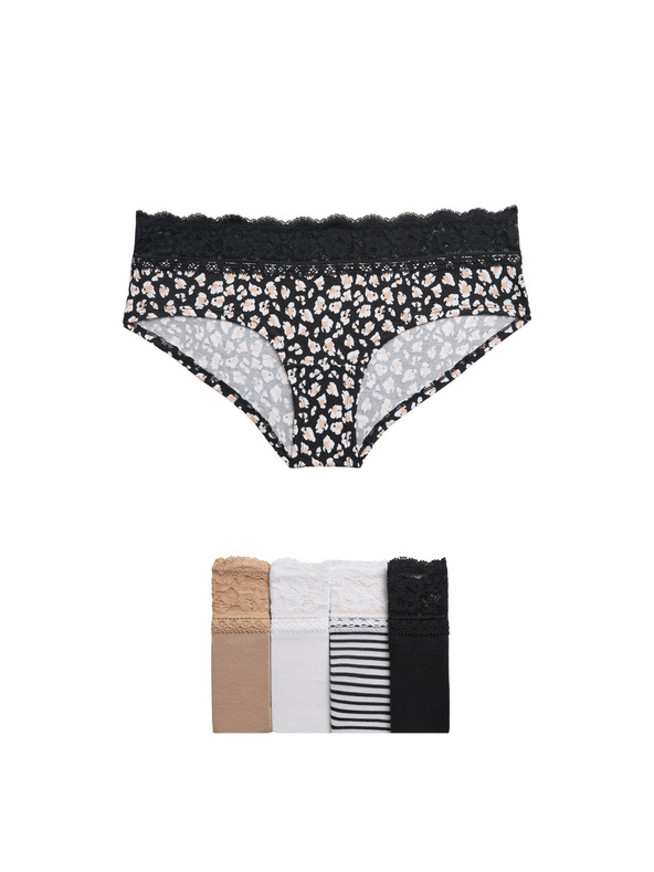 Marks & Spencer Kratke gaćice niskog struka s visokim udjelom pamuka i printom, 5 kom. Marks & Spencer bijela