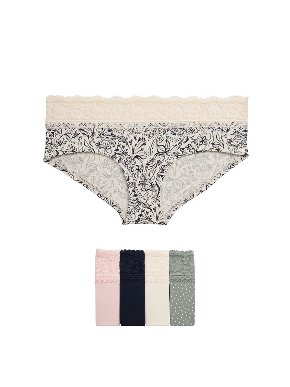 Marks & Spencer Kratke gaćice niskog struka s visokim udjelom pamuka i printom, 5 kom. Marks & Spencer zelena