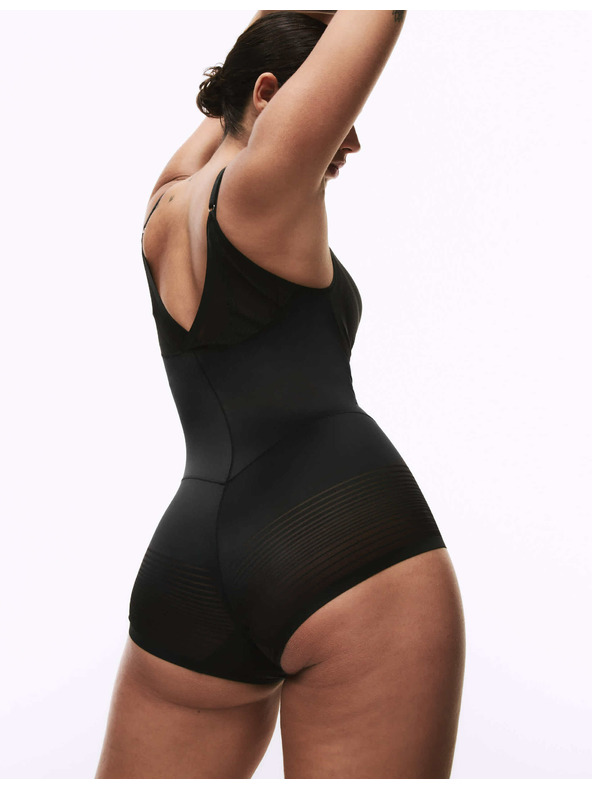 Marks & Spencer Prozirni prugasti učvršćujući body Wear Your Own Bra Body Marks & Spencer crna