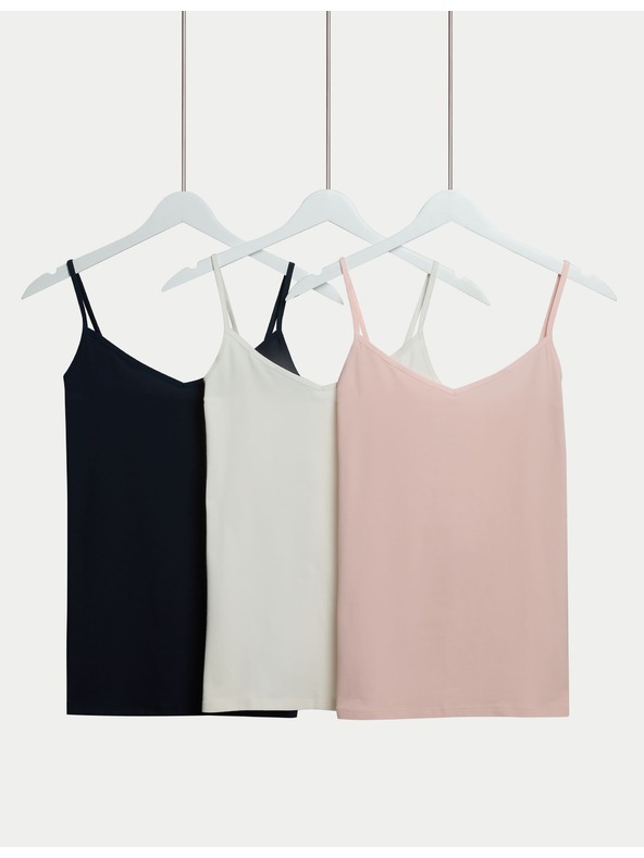 Marks & Spencer Majica na bretele s visokim udjelom pamuka, 3 kom Marks & Spencer mornarsko plava