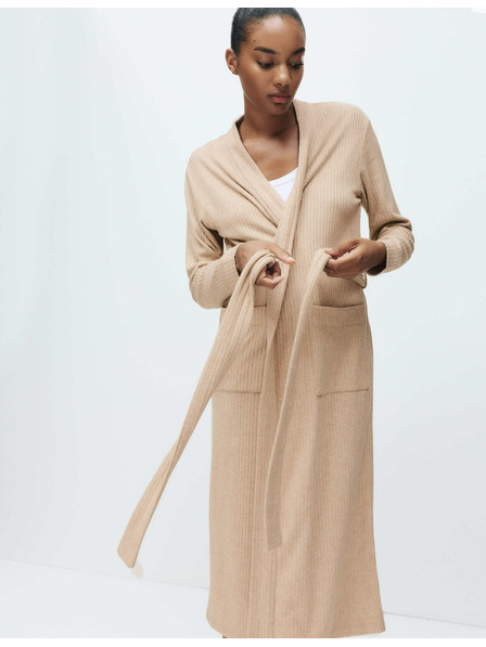 Marks & Spencer Široki rebrasti ogrtač Marks & Spencer krem