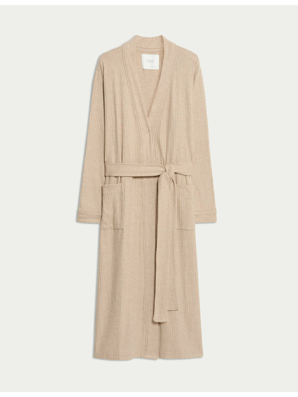 Marks & Spencer Široki rebrasti ogrtač Marks & Spencer krem