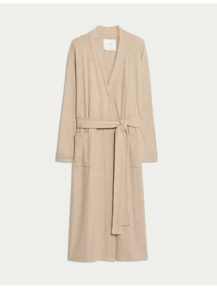 Marks & Spencer Široki rebrasti ogrtač Marks & Spencer krem