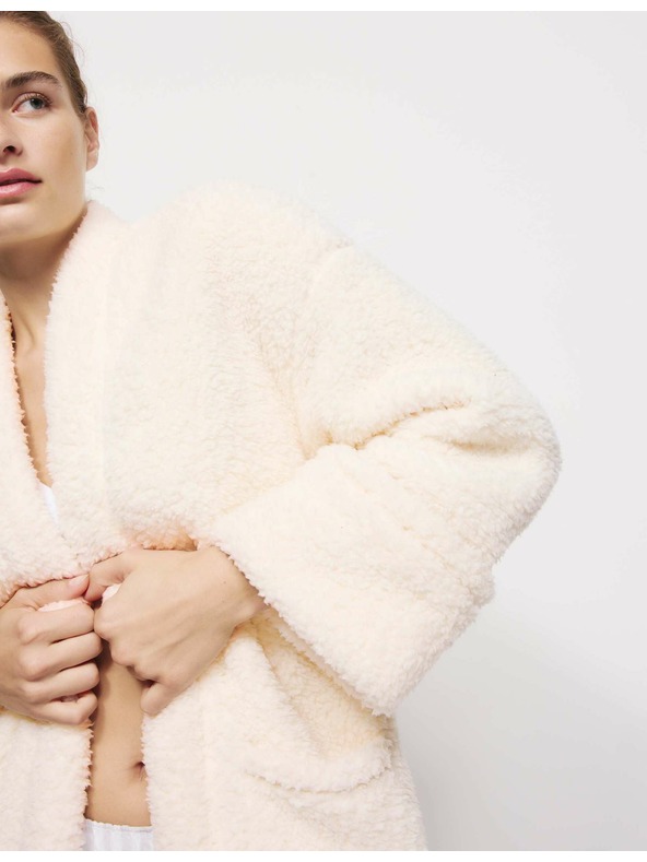 Marks & Spencer Preklopni kardigan od umjetnog krzna s medvjedićem Marks & Spencer smetanasta