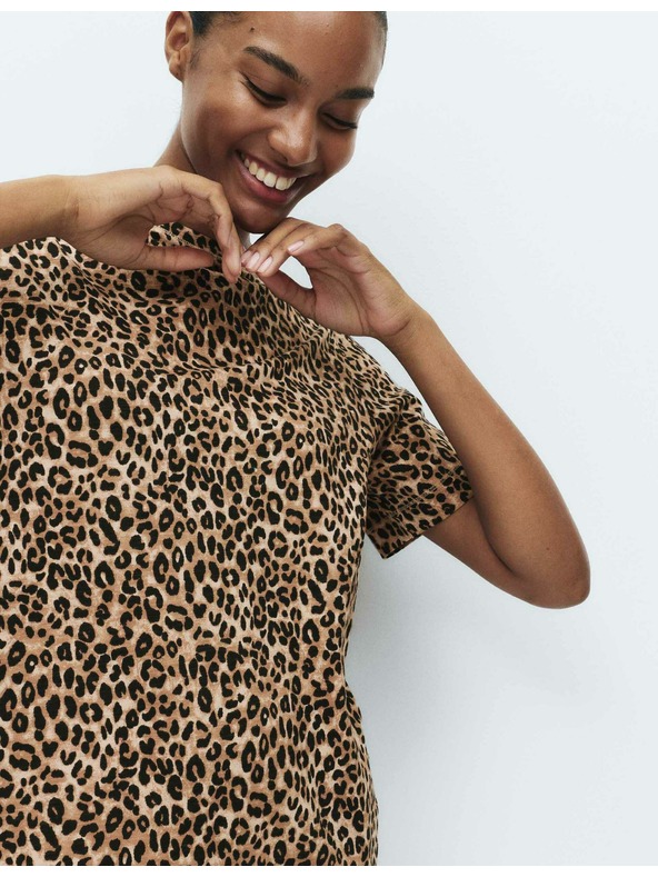 Marks & Spencer Noćna košulja od čiste pamučne tkanine s printom Marks & Spencer smeđa