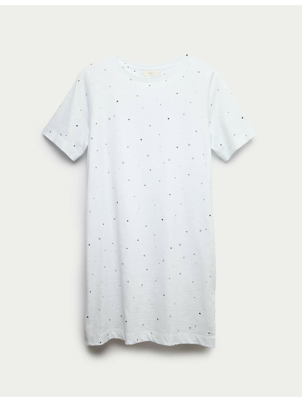 Marks & Spencer Noćna košulja od čiste pamučne tkanine s printom Marks & Spencer bijela