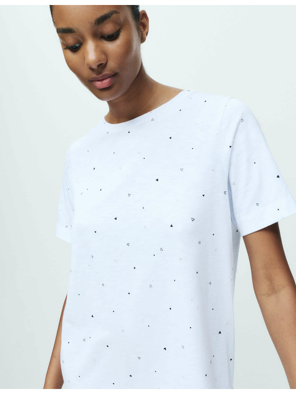 Marks & Spencer Noćna košulja od čiste pamučne tkanine s printom Marks & Spencer bijela