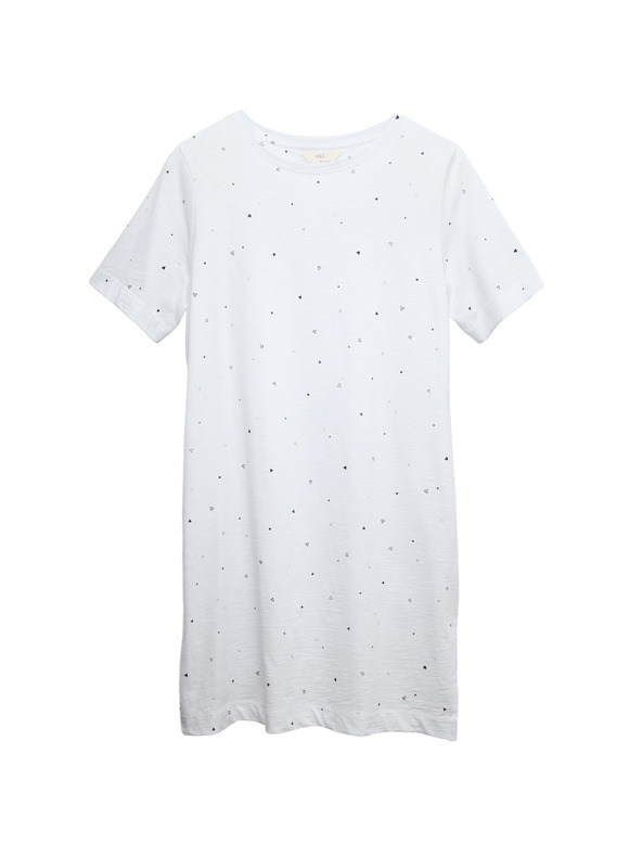 Marks & Spencer Noćna košulja od čiste pamučne tkanine s printom Marks & Spencer bijela