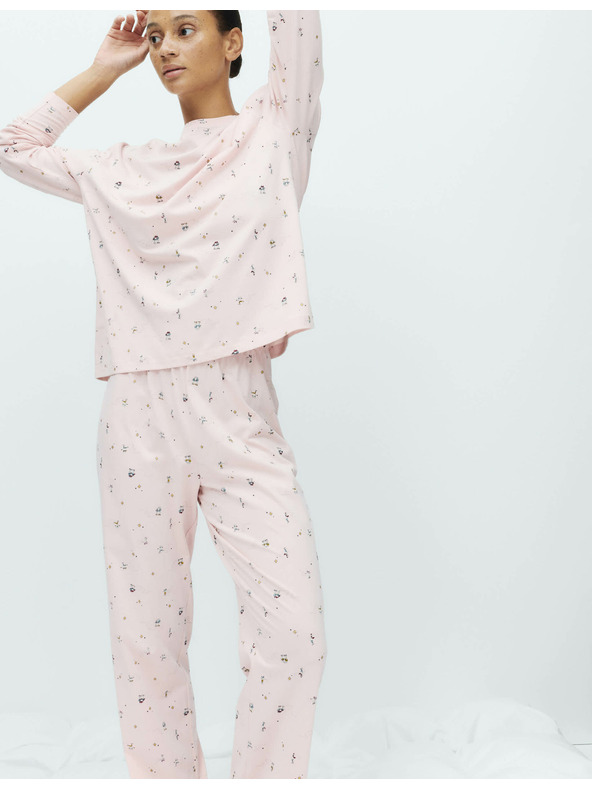 Marks & Spencer Pidžama garnitura od čiste pamučne tkanine sotiskom Marks & Spencer ružičasta