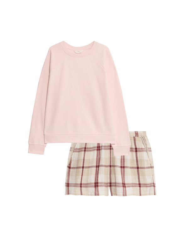 Marks & Spencer Ljetni 2-djelni pidžama komplet od čiste pamučne tkanine Marks & Spencer ružičasta