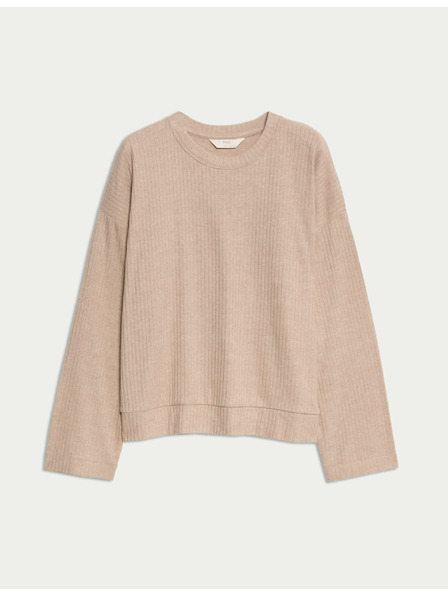 Marks & Spencer Rebrasti pidžama top s ovratnicima i dugim rukavima Marks & Spencer krem