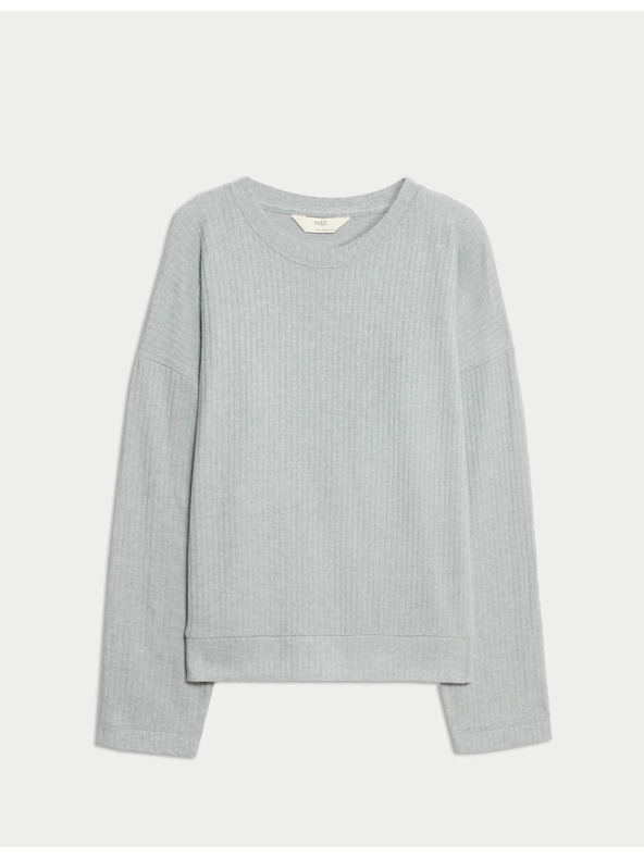Marks & Spencer Rebrasti pidžama top s ovratnicima i dugim rukavima Marks & Spencer siva