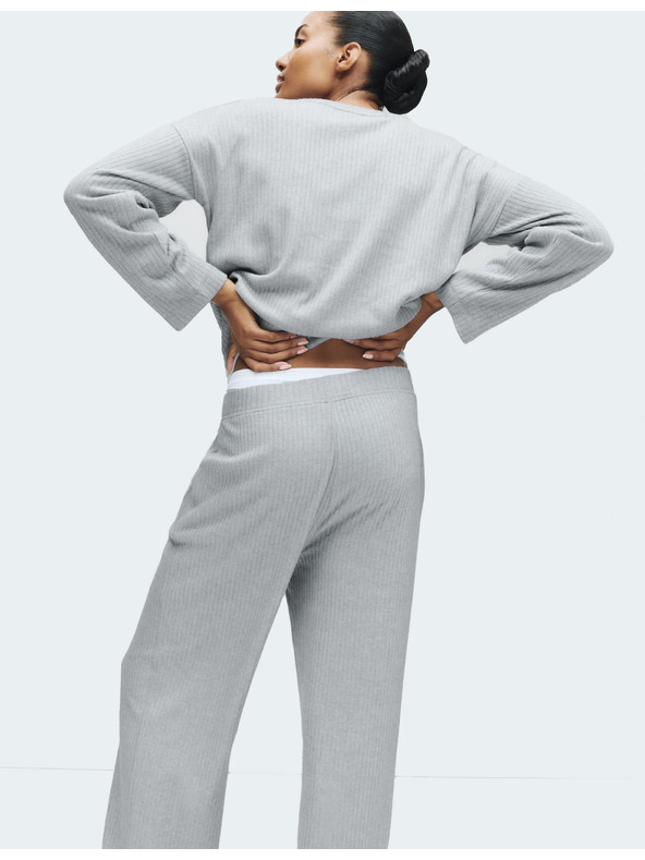 Marks & Spencer Rebrasti pidžama top s ovratnicima i dugim rukavima Marks & Spencer siva