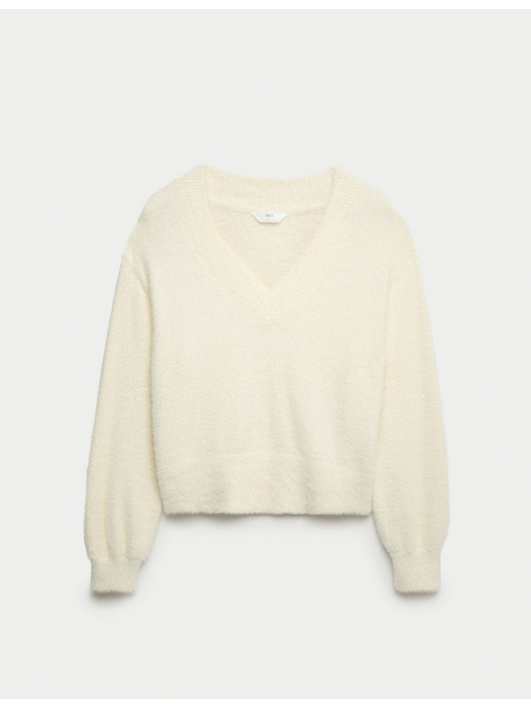 Marks & Spencer Udoban pleteni paperiasti top pidžame s V-izrezom Marks & Spencer krem