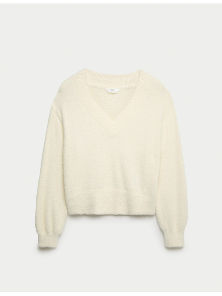 Marks & Spencer Udoban pleteni paperiasti top pidžame s V-izrezom Marks & Spencer krem