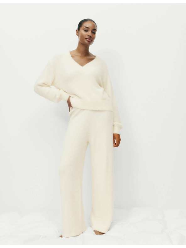 Marks & Spencer Udoban pleteni paperiasti top pidžame s V-izrezom Marks & Spencer krem