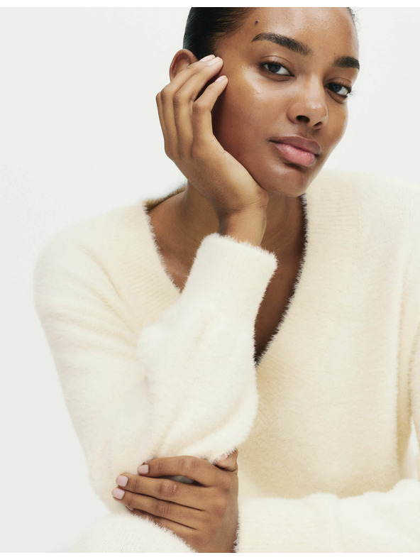 Marks & Spencer Udoban pleteni paperiasti top pidžame s V-izrezom Marks & Spencer krem