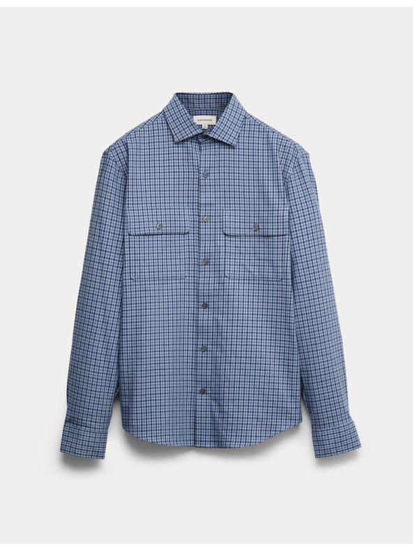 Marks & Spencer Karirana košulja s visokim udjelom pamuka, lagana za glačanje Marks & Spencer plava