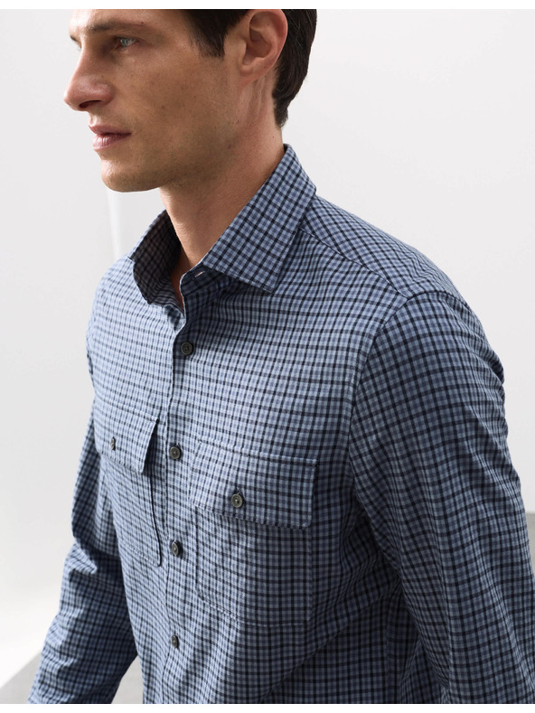 Marks & Spencer Karirana košulja s visokim udjelom pamuka, lagana za glačanje Marks & Spencer plava