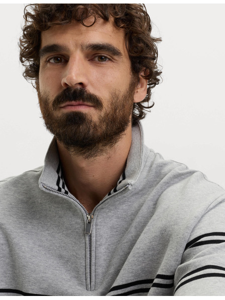 Marks & Spencer Prugasta jakna s patentnim zatvaračem oko vrata, od čiste pamučne tkanine Marks & Spencer siva