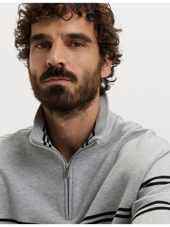 Marks & Spencer Prugasta jakna s patentnim zatvaračem oko vrata, od čiste pamučne tkanine Marks & Spencer siva