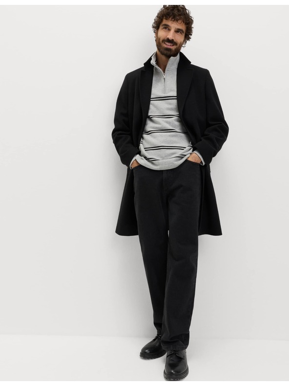 Marks & Spencer Prugasta jakna s patentnim zatvaračem oko vrata, od čiste pamučne tkanine Marks & Spencer siva