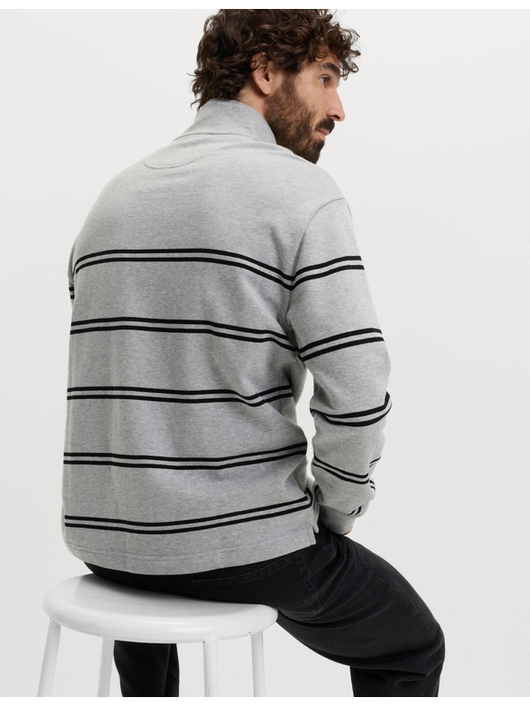 Marks & Spencer Prugasta jakna s patentnim zatvaračem oko vrata, od čiste pamučne tkanine Marks & Spencer siva