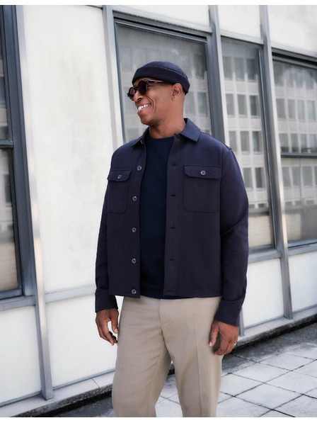 Marks & Spencer Bundokošulja s visokim udjelom pamuka i motivom riblje kosti Marks & Spencer mornarsko plava