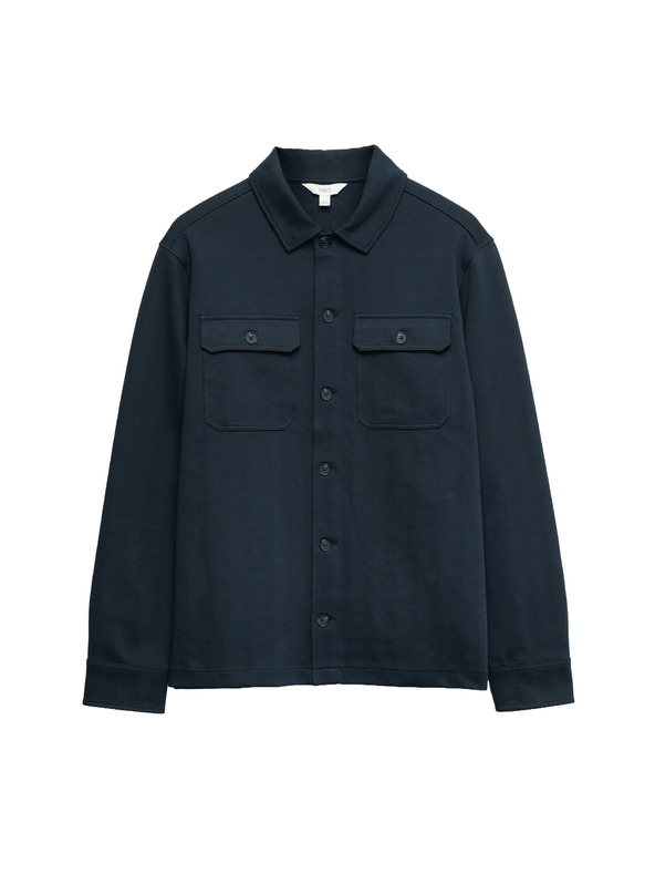 Marks & Spencer Bundokošulja s visokim udjelom pamuka i motivom riblje kosti Marks & Spencer mornarsko plava