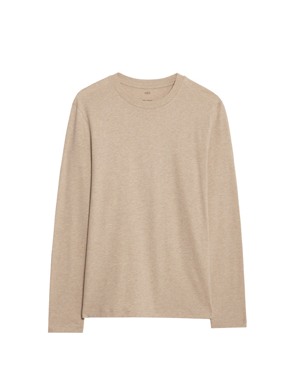 Marks & Spencer Čisto pamučna majica dugih rukava, meka na dodir Marks & Spencer bež