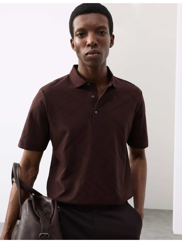 Marks & Spencer Polo majica s geometrijskim printom, od 100% pamuka Marks & Spencer smeđa