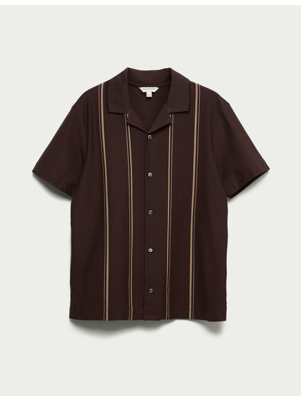 Marks & Spencer Prugasta polo majica s klapnama i visokim udjelom pamuka Marks & Spencer smeđa