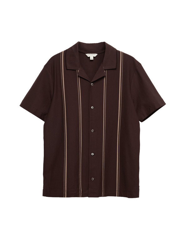 Marks & Spencer Prugasta polo majica s klapnama i visokim udjelom pamuka Marks & Spencer smeđa