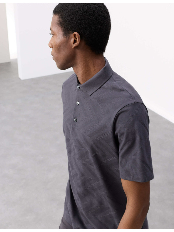 Marks & Spencer Polo majica s geometrijskim printom, od 100% pamuka Marks & Spencer siva