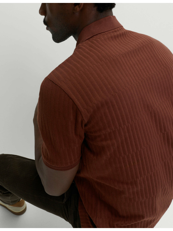 Marks & Spencer Žakard polo majica s visokim udjelom pamuka i zatvaračem Marks & Spencer smeđa