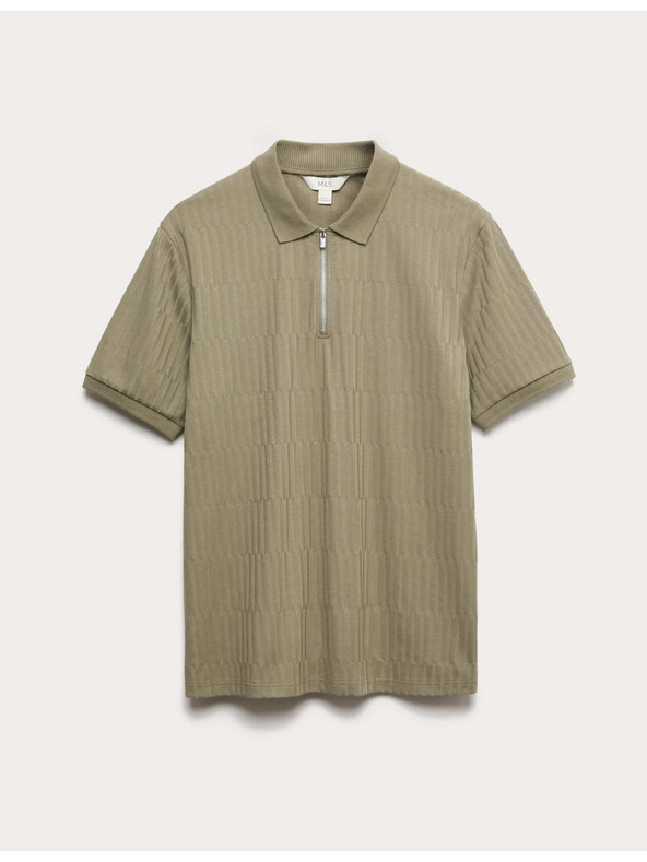Marks & Spencer Žakard polo majica s visokim udjelom pamuka i zatvaračem Marks & Spencer zelena
