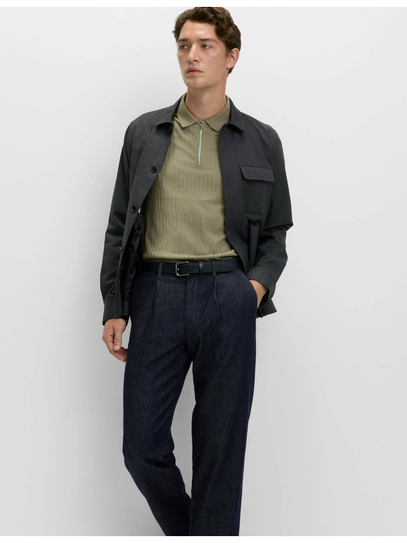 Marks & Spencer Žakard polo majica s visokim udjelom pamuka i zatvaračem Marks & Spencer zelena