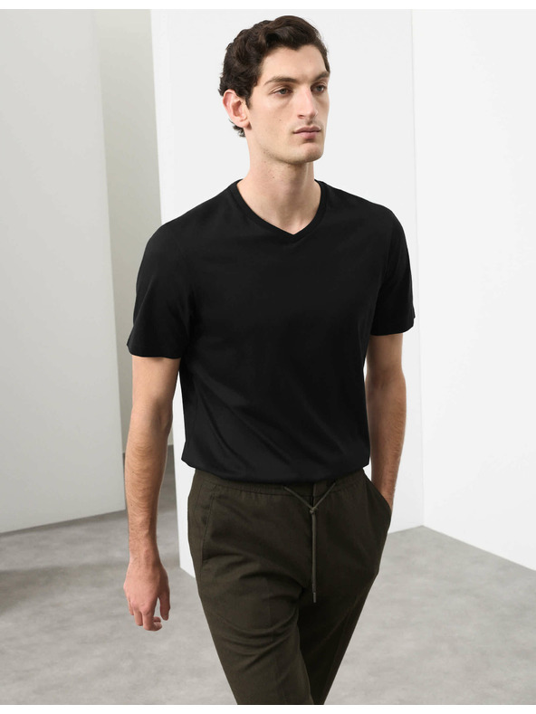 Marks & Spencer Majica s V izrezom od čiste Supima® pamučne tkanine Marks & Spencer crna