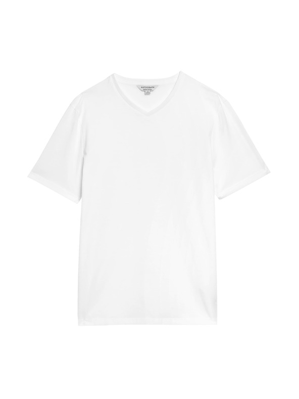 Marks & Spencer Majica s V izrezom od čiste Supima® pamučne tkanine Marks & Spencer bijela